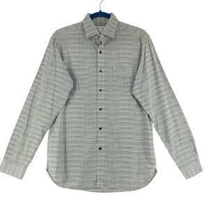 Reiss Mens Size M Button Down Shirt Collared Long Sleeve Checked Green
